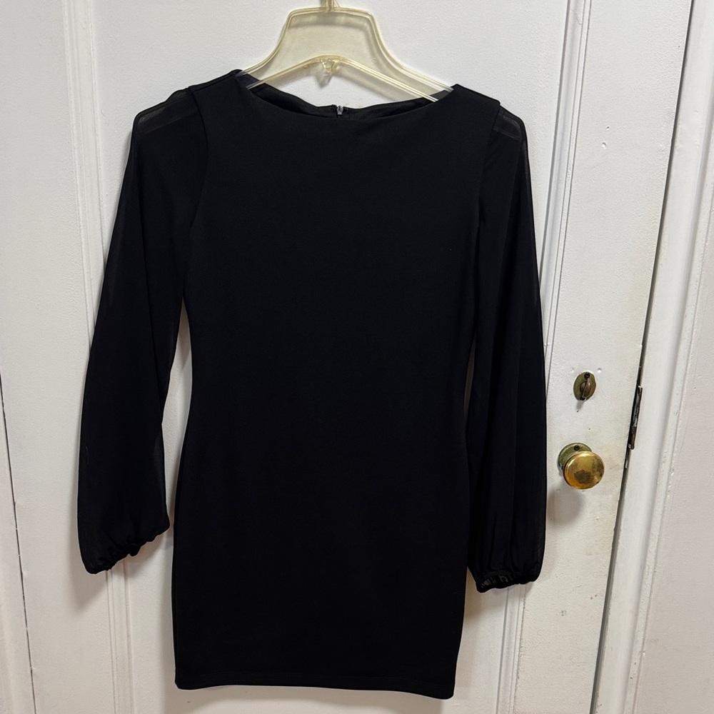 Classic Black Long-Sleeve Sheath Dress